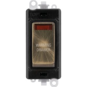 Click GridPro 20Ax Double Pole Switch With Neon Module Black Antique Brass Warming Drawer