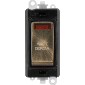 Click GridPro 20Ax Double Pole Switch With Neon Module Black Antique Brass Waste Disposal