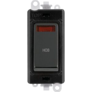 Click GridPro 20Ax Double Pole Switch With Neon Module Black Black Nickel Hob