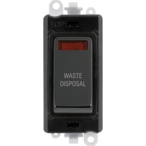 Click GridPro 20Ax Double Pole Switch With Neon Module Black Black Nickel Waste Disposal