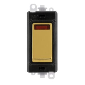 Click GridPro 20Ax Double Pole Switch With Neon Module Black Polished Brass