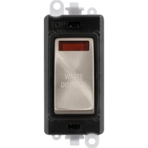 Click GridPro 20Ax Double Pole Switch With Neon Module Black Brushed Stainless Waste Disposal