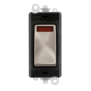 Click GridPro 20Ax Double Pole Switch With Neon Module Black Brushed Stainless