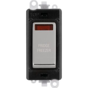 Click GridPro 20Ax Double Pole Switch With Neon Module Black Polished Chrome Fridge Freezer