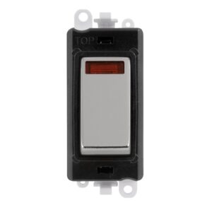 Click GridPro 20Ax Double Pole Switch With Neon Module Black Polished Chrome