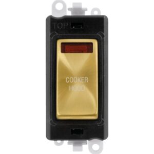 Click GridPro 20Ax Double Pole Switch With Neon Module Black Satin Brass Cooker Hood