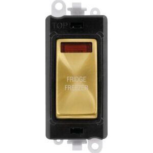 Click GridPro 20Ax Double Pole Switch With Neon Module Black Satin Brass Fridge Freezer