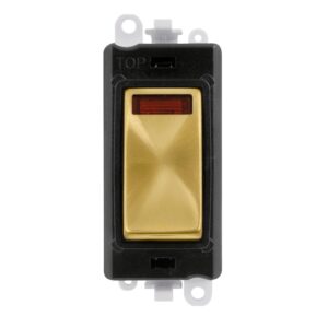 Click GridPro 20Ax Double Pole Switch With Neon Module Black Satin Brass