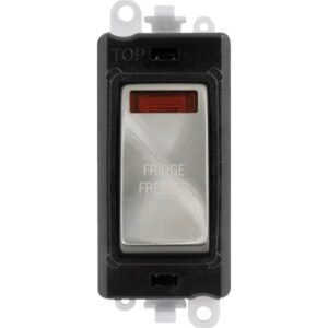 Click GridPro 20Ax Double Pole Switch With Neon Module Black Satin Chrome Fridge Freezer