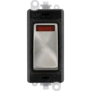 Click GridPro 20Ax Double Pole Switch With Neon Module Black Satin Chrome Oven