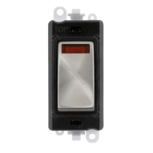 Click GridPro 20Ax Double Pole Switch With Neon Module Black Satin Chrome