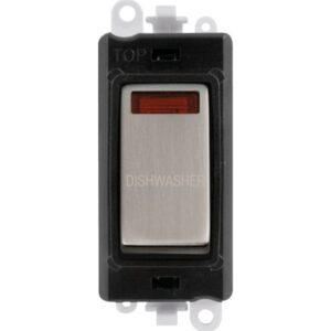 Click GridPro 20Ax Double Pole Switch With Neon Module Black Stainless Steel Dishwasher
