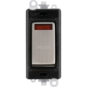 Click GridPro 20Ax Double Pole Switch With Neon Module Black Stainless Steel Freezer
