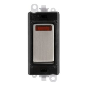 Click GridPro 20Ax Double Pole Switch With Neon Module Black Stainless Steel