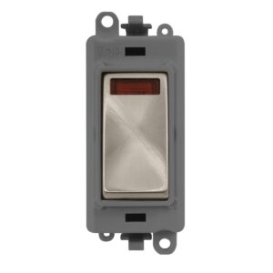 Click GridPro 20Ax Double Pole Switch With Neon Module Grey Brushed Stainless