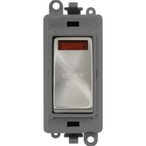 Click GridPro 20Ax Double Pole Switch With Neon Module Grey Satin Chrome Cooker Hood