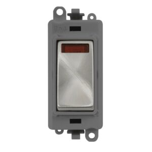 Click GridPro 20Ax Double Pole Switch With Neon Module Grey Satin Chrome
