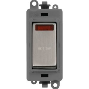 Click GridPro 20Ax Double Pole Switch With Neon Module Grey Stainless Steel Hot Tap