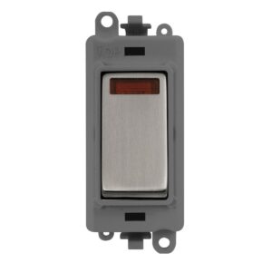 Click GridPro 20Ax Double Pole Switch With Neon Module Grey Stainless Steel
