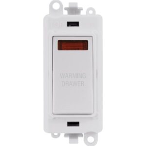 Click GridPro 20Ax Double Pole Switch With Neon Module Polar White Warming Drawer
