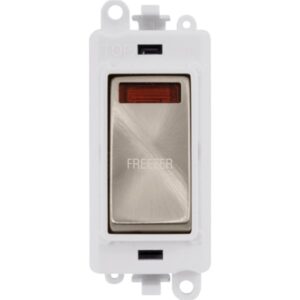 Click GridPro 20Ax Double Pole Switch With Neon Module Polar White Brushed Stainless Freezer