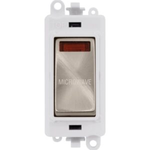 Click GridPro 20Ax Double Pole Switch With Neon Module Polar White Brushed Stainless Microwave