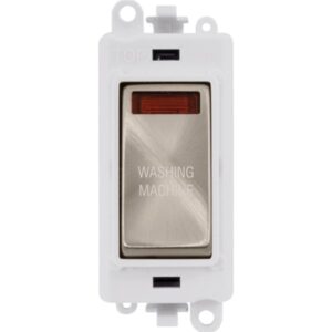 Click GridPro 20Ax Double Pole Switch With Neon Module Polar White Brushed Stainless Washing Machine