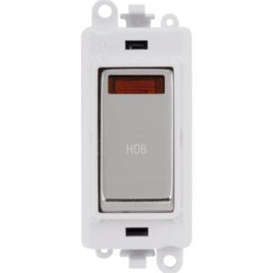 Click GridPro 20Ax Double Pole Switch With Neon Module Polar White Polished Chrome Hob
