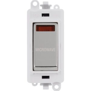 Click GridPro 20Ax Double Pole Switch With Neon Module Polar White Polished Chrome Microwave