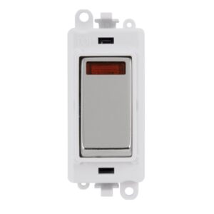 Click GridPro 20Ax Double Pole Switch With Neon Module Polar White Polished Chrome