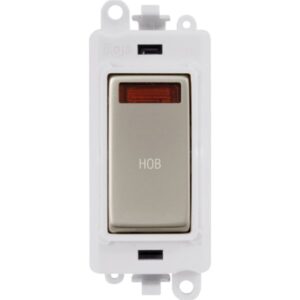 Click GridPro 20Ax Double Pole Switch With Neon Module Polar White Pearl Nickel Hob