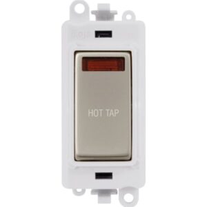 Click GridPro 20Ax Double Pole Switch With Neon Module Polar White Pearl Nickel Hot Tap
