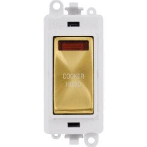 Click GridPro 20Ax Double Pole Switch With Neon Module Polar White Satin Brass Cooker Hood