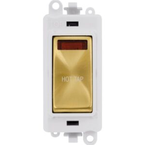 Click GridPro 20Ax Double Pole Switch With Neon Module Polar White Satin Brass Hot Tap