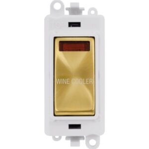 Click GridPro 20Ax Double Pole Switch With Neon Module Polar White Satin Brass Wine Cooler