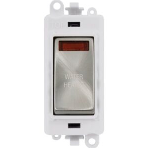 Click GridPro 20Ax Double Pole Switch With Neon Module Polar White Satin Chrome Water Heater