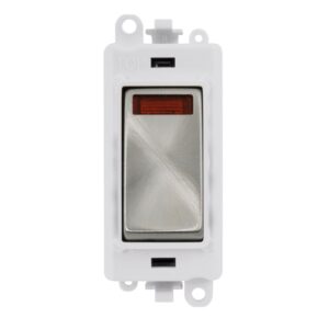 Click GridPro 20Ax Double Pole Switch With Neon Module Polar White Satin Chrome
