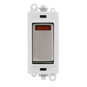 Click GridPro 20Ax Double Pole Switch With Neon Module Polar White Stainless Steel