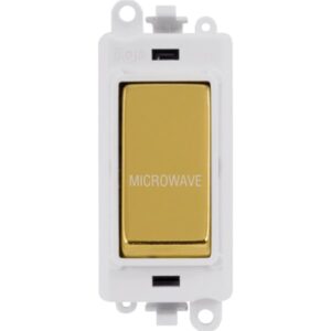 Click GridPro 20Ax Double Pole Switch Module Polar White Polished Brass Microwave