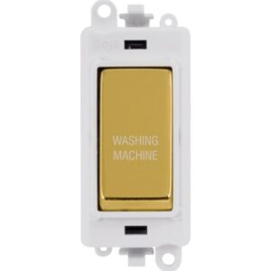 Click GridPro 20Ax Double Pole Switch Module Polar White Polished Brass Washing Machine