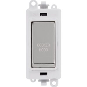 Click GridPro 20Ax Double Pole Switch Module Polar White Polished Chrome Cooker Hood