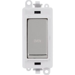 Click GridPro 20Ax Double Pole Switch Module Polar White Polished Chrome Oven