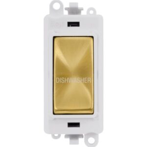 Click GridPro 20Ax Double Pole Switch Module Polar White Satin Brass Dishwasher