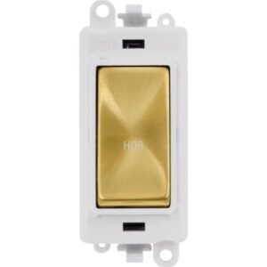 Click GridPro 20Ax Double Pole Switch Module Polar White Satin Brass Hob