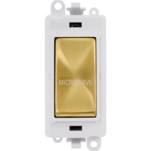 Click GridPro 20Ax Double Pole Switch Module Polar White Satin Brass Microwave