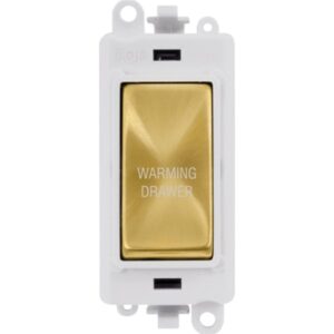 Click GridPro 20Ax Double Pole Switch Module Polar White Satin Brass Warming Drawer
