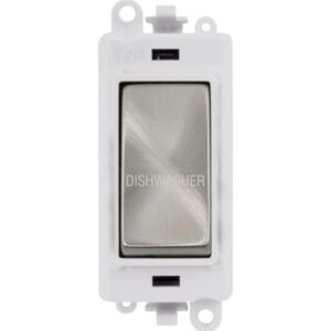 Click GridPro 20Ax Double Pole Switch Module Polar White Satin Chrome Dishwasher