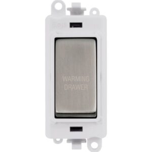 Click GridPro 20Ax Double Pole Switch Module Polar White Stainless Steel Warming Drawer