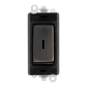 Click GridPro 20Ax Double Pole Key Switch Module Black Insert Metal Matt Bronze Switch