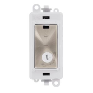 Click GridPro 13A Fused Lockable Module White Brushed Stainless